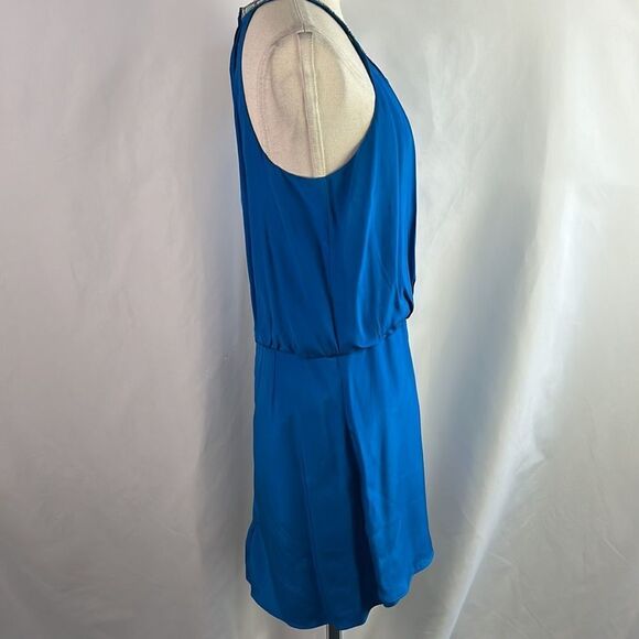 Madison Marcus Cobalt Silk Beaded Neck Wrap Front MIDI - Picture 2 of 8